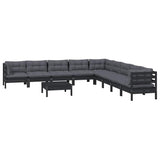 vidaXL 10-delige Loungeset met grijze kussens massief grenenhout
