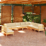 vidaXL 10-Piece Lounge Set with Grey Cushions Solid Pinewood