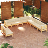 vidaXL 11-Piece Lounge Set with Grey Cushions Solid Pine Wood