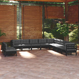 vidaXL 11-Piece Lounge Set with Grey Cushions Solid Pine Wood
