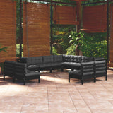 vidaXL 11-Piece Lounge Set with Grey Cushions Solid Pine Wood