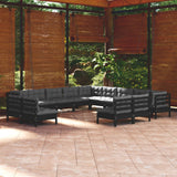 vidaXL 13-Piece Lounge Set with Grey Cushions Solid Pine Wood