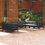 vidaXL 10-Piece Lounge Set with Grey Cushions Solid Pinewood