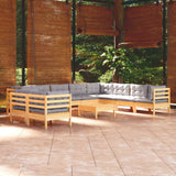 vidaXL 11-Piece Lounge Set with Grey Cushions Solid Pine Wood
