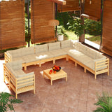 vidaXL 11-Piece Lounge Set with Grey Cushions Solid Pine Wood