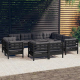 vidaXL 11-Piece Lounge Set with Grey Cushions Solid Pine Wood