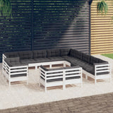 vidaXL 13-Piece Lounge Set with Grey Cushions Solid Pine Wood