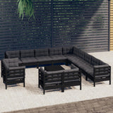 vidaXL 14-Piece Lounge Set with Grey Cushions Solid Pine Wood