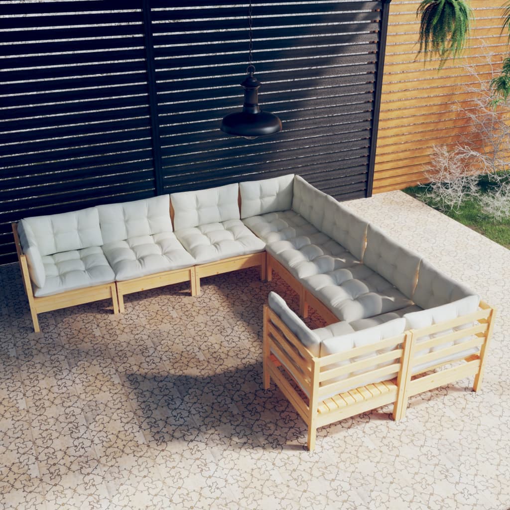 vidaXL 8-Piece Lounge Set with Grey Cushions Solid Pinewood