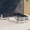 vidaXL 9-delige Loungeset met grijze kussens grenenhout
