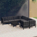 vidaXL 9-delige Loungeset met grijze kussens grenenhout