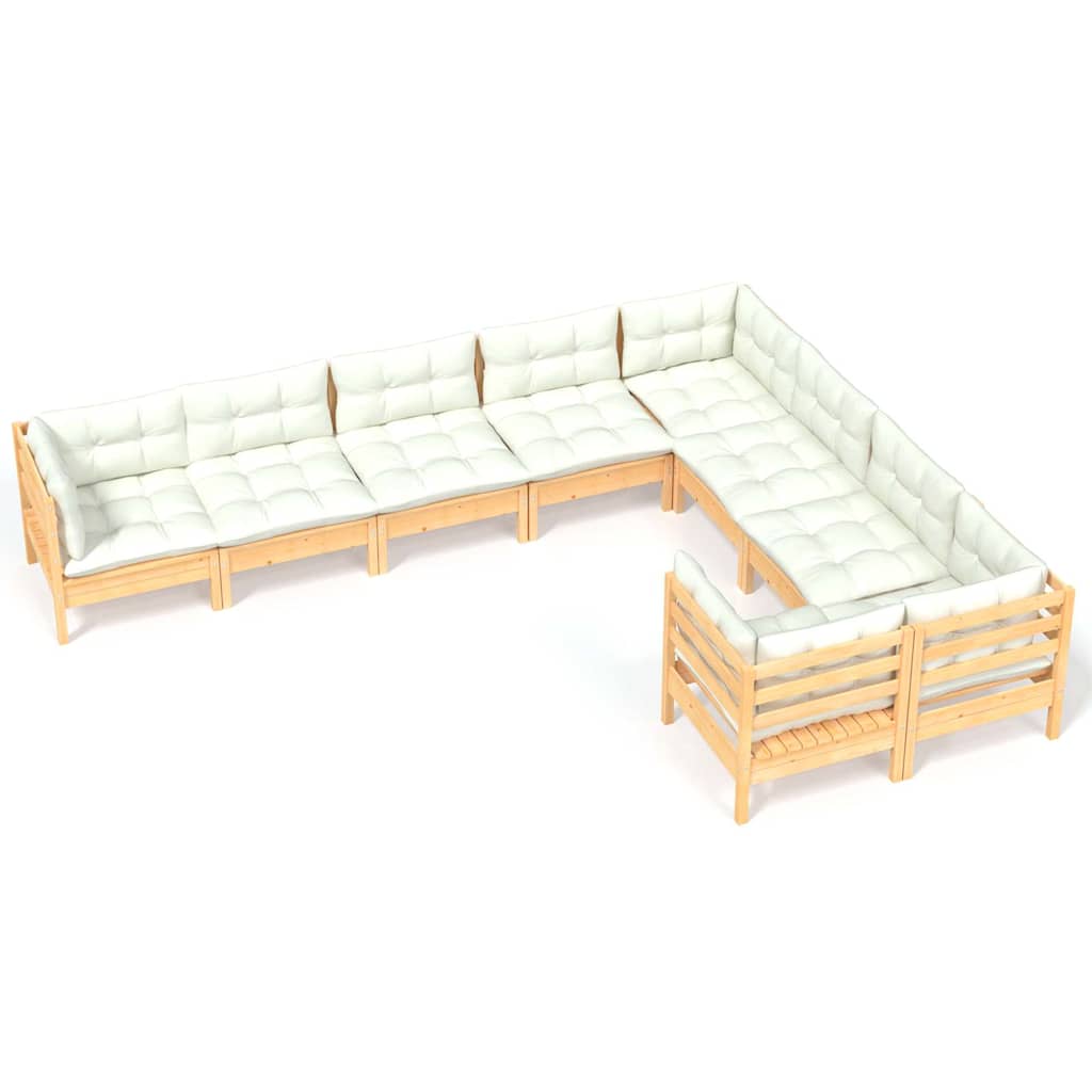 vidaXL 9-delige Loungeset met grijze kussens grenenhout