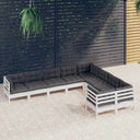 vidaXL 9-delige Loungeset met grijze kussens grenenhout