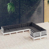 vidaXL 9-delige Loungeset met grijze kussens grenenhout