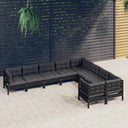 vidaXL 9-delige Loungeset met grijze kussens grenenhout