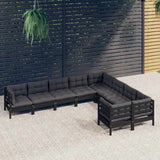 vidaXL 9-delige Loungeset met grijze kussens grenenhout