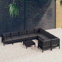 vidaXL 10-delige Loungeset met grijze kussens grenenhout