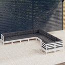 vidaXL 10-delige Loungeset met grijze kussens grenenhout