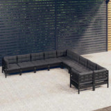 vidaXL 10-delige Loungeset met grijze kussens grenenhout