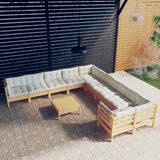 vidaXL 11-delige Loungeset met grijze kussens grenenhout