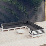 vidaXL 11-delige Loungeset met grijze kussens grenenhout