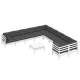 vidaXL 11-delige Loungeset met grijze kussens grenenhout
