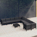 vidaXL 11-delige Loungeset met grijze kussens grenenhout