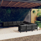 vidaXL 11-delige Loungeset met grijze kussens grenenhout