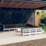 vidaXL 12-piece Lounge Set with Grey Cushions Solid Pine Wood