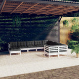 vidaXL 10-delige Loungeset met grijze kussens grenenhout