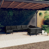 vidaXL 10-delige Loungeset met grijze kussens grenenhout
