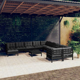 vidaXL 12-delige Loungeset met grijze kussens grenenhout