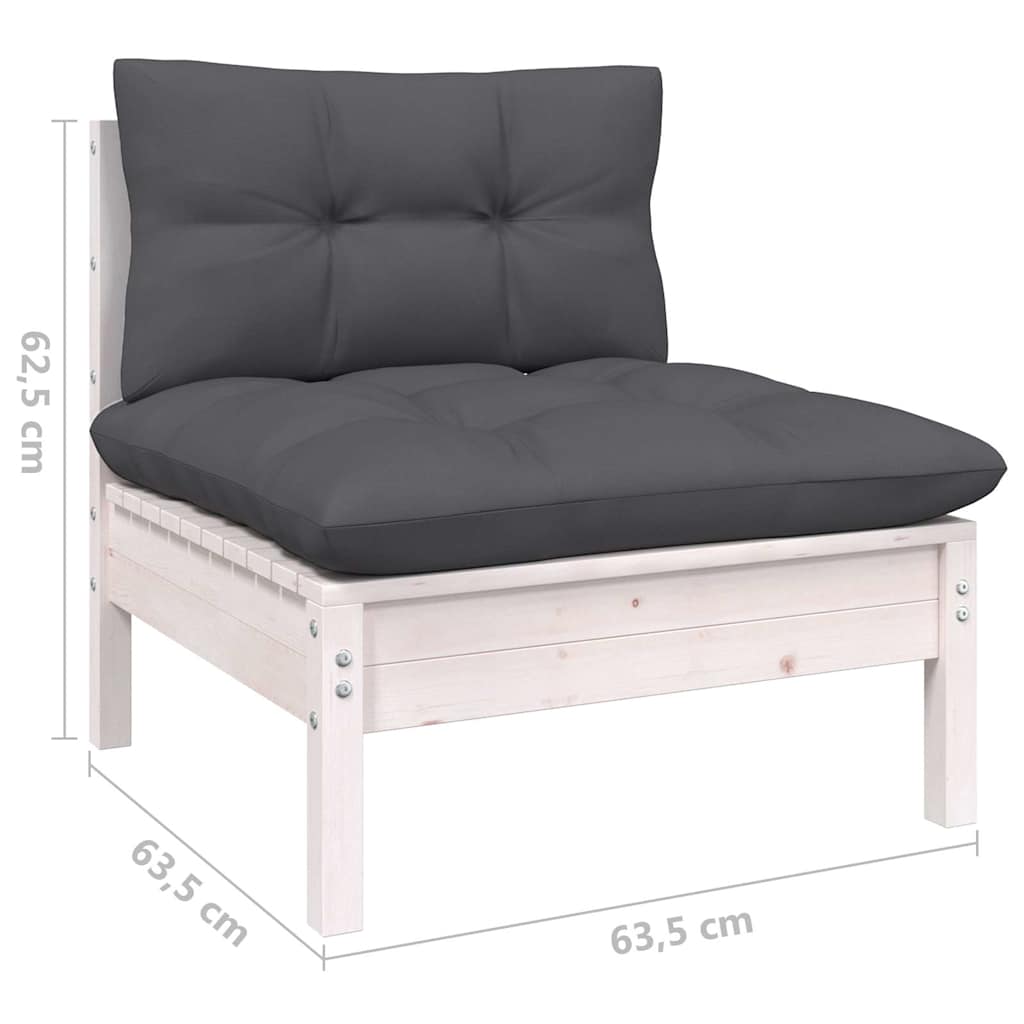 vidaXL 12-Piece Lounge Set with Grey Cushions Solid Pinewood