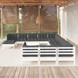 vidaXL 13-delige Loungeset met grijze kussens grenenhout