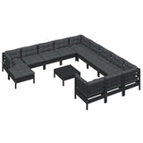 vidaXL 13-delige Loungeset met grijze kussens grenenhout