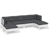 vidaXL 6-delige Loungeset met grijze kussens grenenhout