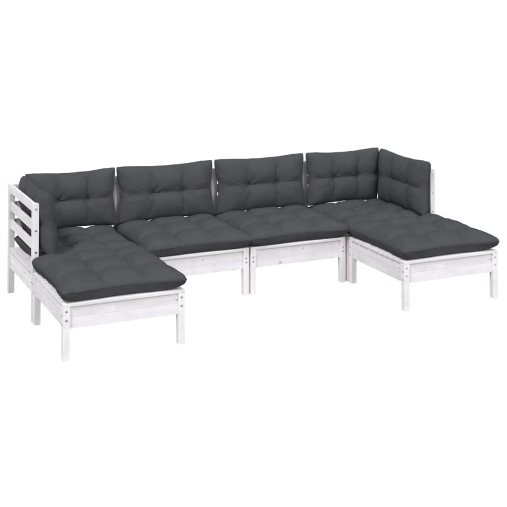vidaXL 6-delige Loungeset met grijze kussens grenenhout