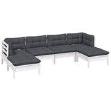 vidaXL 6-delige Loungeset met grijze kussens grenenhout