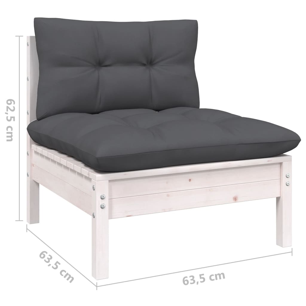 vidaXL 6-delige Loungeset met grijze kussens grenenhout