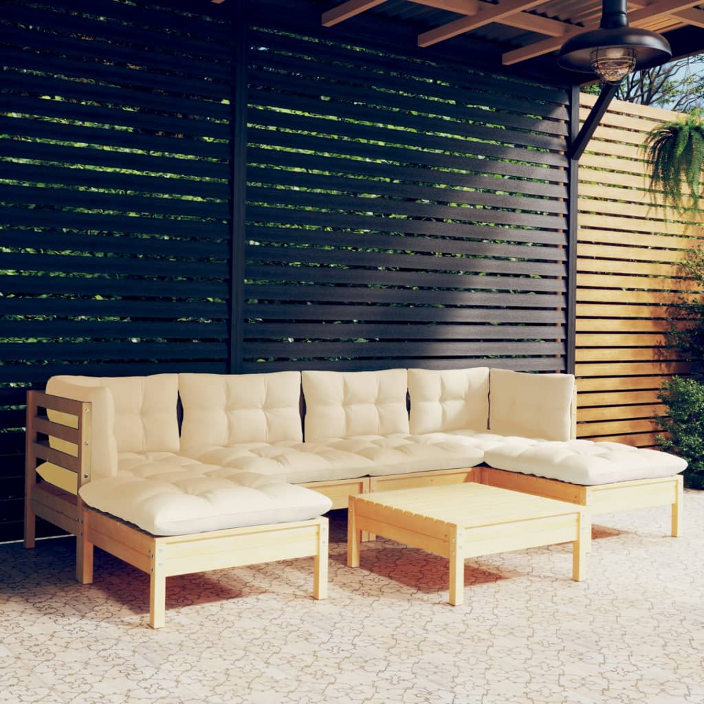 vidaXL 7-delige Loungeset met grijze kussens grenenhout