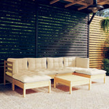 vidaXL 7-delige Loungeset met grijze kussens grenenhout