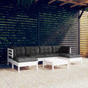 vidaXL 7-delige Loungeset met grijze kussens grenenhout