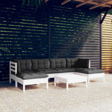 vidaXL 7-delige Loungeset met grijze kussens grenenhout