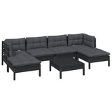 vidaXL 7-delige Loungeset met grijze kussens grenenhout