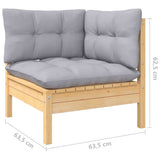 vidaXL 7-delige Loungeset met grijze kussens grenenhout