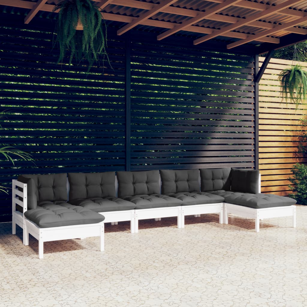 vidaXL 7-delige Loungeset met grijze kussens grenenhout