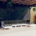 vidaXL 7-delige Loungeset met grijze kussens grenenhout