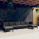 vidaXL 7-delige Loungeset met grijze kussens grenenhout