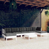 vidaXL 8-delige Loungeset met grijze kussens grenenhout