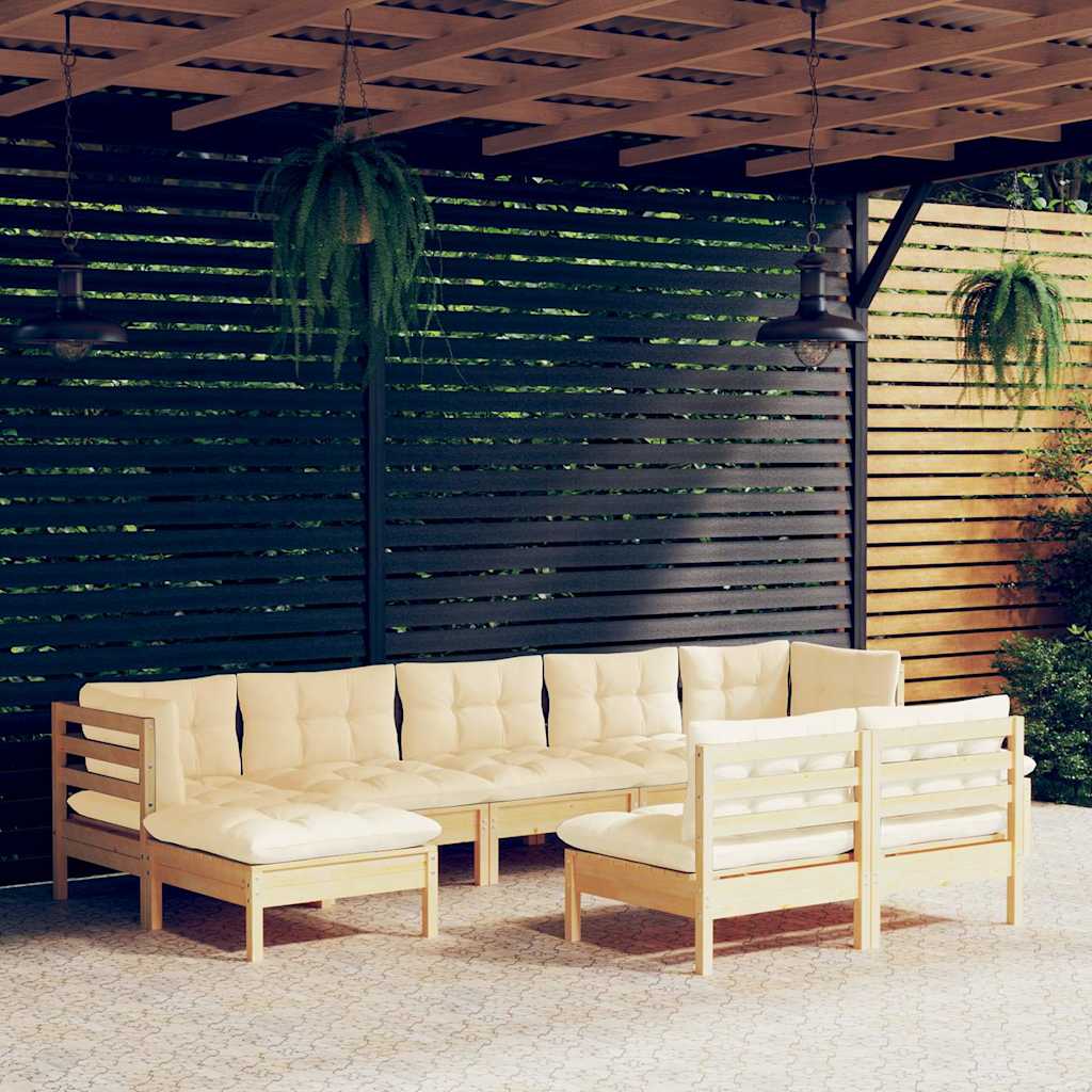 vidaXL 9-delige Loungeset met grijze kussens grenenhout